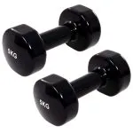 vida XL Gantere, 2 buc.,2×5 kg, fontă, negru