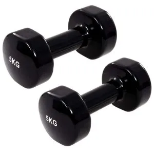 vida XL Gantere, 2 buc.,2×5 kg, fontă, negru