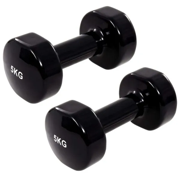 vida XL Gantere, 2 buc.,2×5 kg, fontă, negru