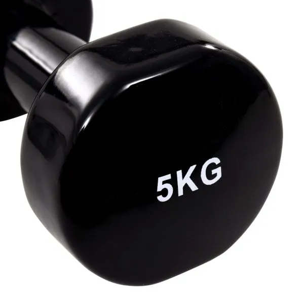 vida XL Gantere, 2 buc.,2×5 kg, fontă, negru