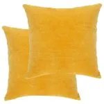 Perne decorative, 2 buc., galben, 45 x 45 cm, catifea bumbac