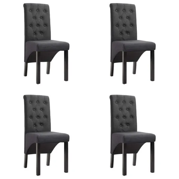 Scaune de bucătărie pivotante, 4 buc., gri închis, textil