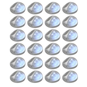 Lămpi solare de perete exterior 24 buc. argintiu rotund LED