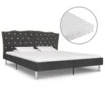 Pat cu saltea, gri închis, 160 x 200 cm, material textil