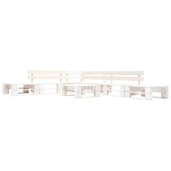 Set mobilier de grădină din paleți, 6 piese, alb, lemn