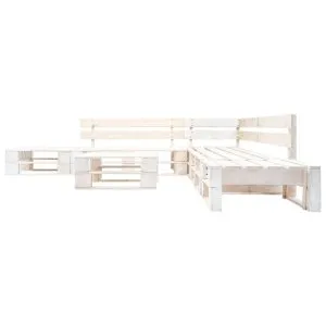 Set mobilier de grădină din paleți, 6 piese, alb, lemn
