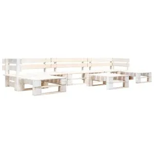 Set mobilier grădină din paleți, 6 piese, alb, lemn