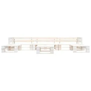 Set mobilier grădină din paleți, 6 piese, alb, lemn