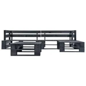 Set mobilier de grădină din paleți, 4 piese, negru, lemn