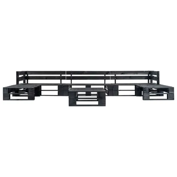 Set mobilier grădină din paleți, 6 piese, negru, lemn