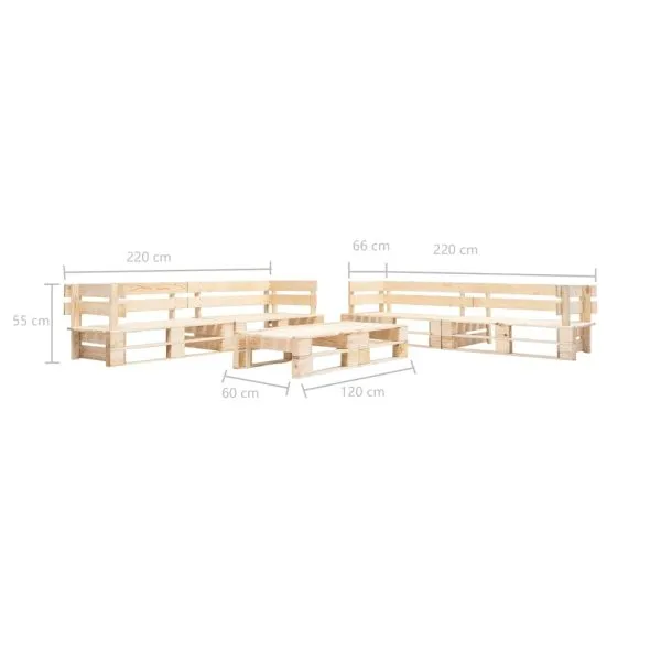 Set mobilier de grădină din paleți, 6 piese, natural, lemn