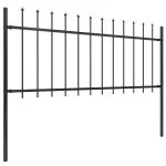 Gard de grădină cu vârf suliță, negru, 5,1 m, oțel