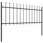 Gard de grădină cu vârf suliță, negru, 13,6 m, oțel
