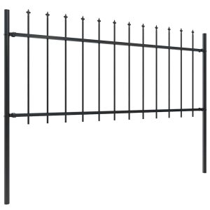 Gard de grădină cu vârf suliță, negru, 13,6 m, oțel