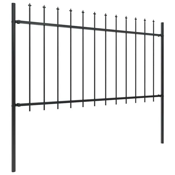 Gard de grădină cu vârf suliță, negru, 3,4 m, oțel