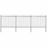 Gard de grădină cu vârf suliță, negru, 5,1 m, oțel