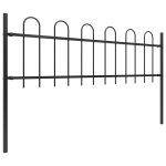 Gard de grădină cu vârf curbat, negru, 11,9 m, oțel