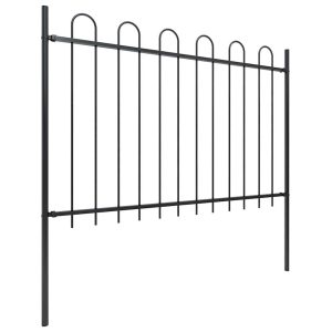 Gard de grădină cu vârf curbat, negru, 5,1 m, oțel
