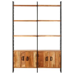 Bibliotecă cu 4 rafturi, 124x30x180 cm, lemn masiv de acacia