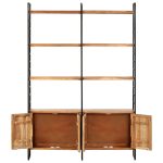 Bibliotecă cu 4 rafturi, 124x30x180 cm, lemn masiv de acacia