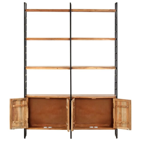Bibliotecă cu 4 rafturi, 124x30x180 cm, lemn masiv de acacia