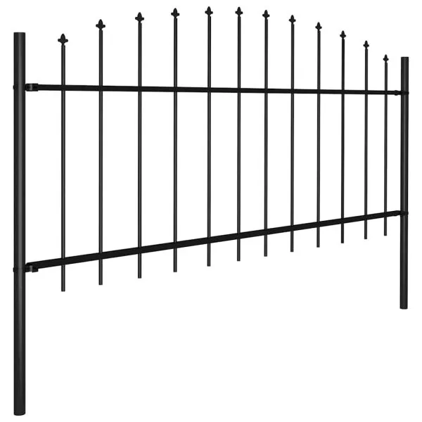 Gard de grădină cu vârf suliță, negru, 6,8 m, oțel