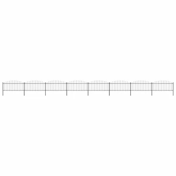 Gard de grădină cu vârf suliță, negru, 13,6 m, oțel