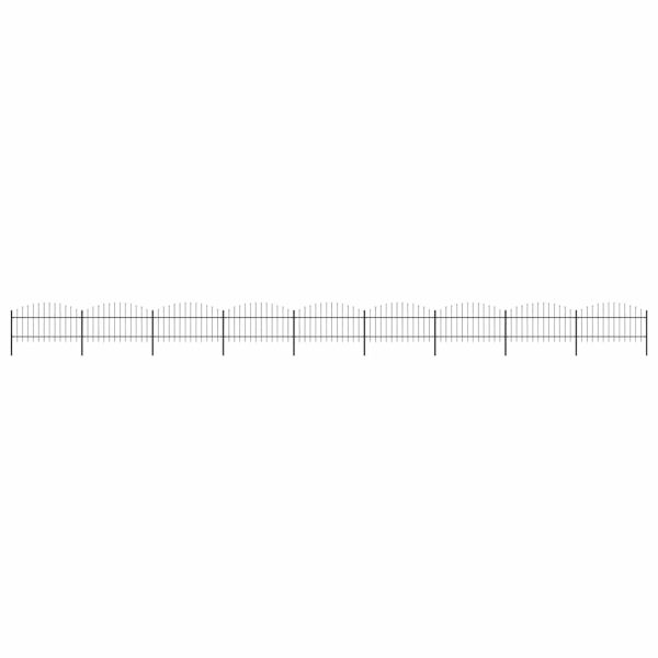 Gard de grădină cu vârf suliță, negru, 15,3 m, oțel