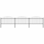 Gard de grădină cu vârf suliță, negru, 5,1 m, oțel