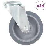 Roți pivotante cu gaură pentru șurub, 24 buc., 100 mm