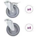 Roți pivotante cu gaură pentru șurub, 8 buc., 100 mm
