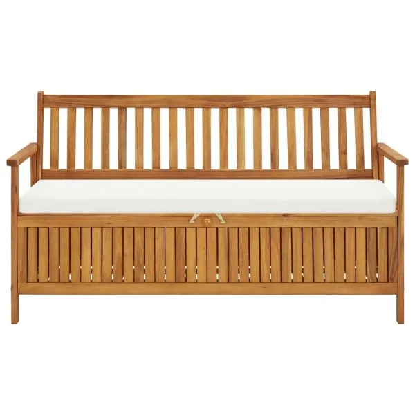 Bancă de depozitare cu pernă, 148 cm, lemn masiv de acacia