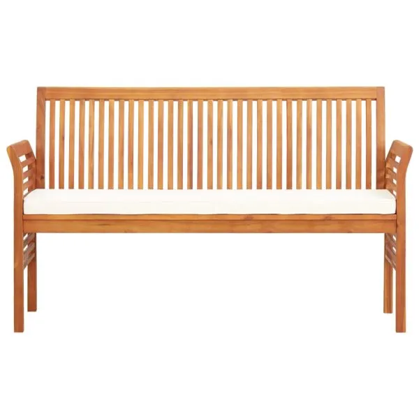 Bancă grădină cu 3 locuri & pernă, 150 cm, lemn masiv acacia
