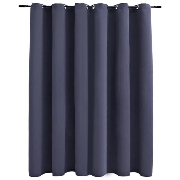 Draperie opacă cu inele metalice, antracit, 290 x 245 cm