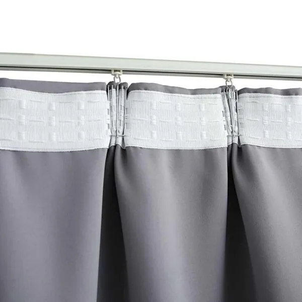 Draperii opace cu cârlige, 2 buc., gri, 140 x 175 cm