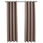 Draperii opace cu inele metalice, 2 buc., gri taupe, 140×225 cm