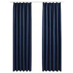 Draperii opace cu cârlige, 2 buc., albastru, 140 x 175 cm