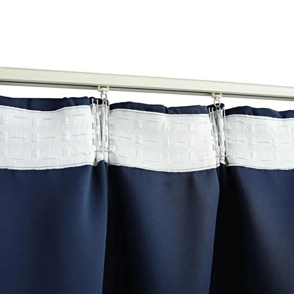 Draperii opace cu cârlige, 2 buc., albastru, 140 x 245 cm