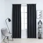 Draperii opace cu cârlige, 2 buc., antracit, 140 x 175 cm