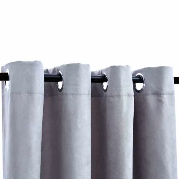 Draperii opace cu inele metalice, 2 buc., gri, 140 x 245 cm