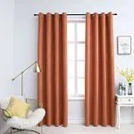 Draperii opace cu inele metalice, 2 buc., ruginiu, 140×175 cm