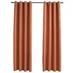 Draperii opace cu inele metalice, 2 buc, ruginiu, 140×245 cm