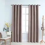 Draperii opace cu inele metalice, 2 buc., gri taupe, 140×225 cm