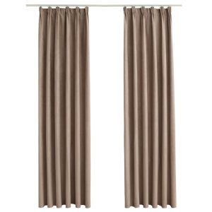 Draperii opace cu cârlige, 2 buc., gri taupe, 140 x 175 cm