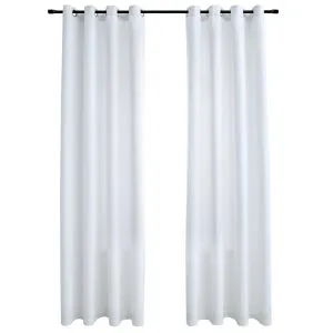 Draperii opace cu inele metalice, 2 buc., alb, 140 x 175 cm