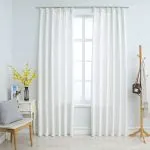 Draperii opace cu cârlige, 2 buc., alb ivoriu, 140 x 175 cm