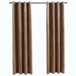 Draperii opace cu inele, 2 buc., bej, 140 x 225 cm, catifea