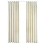 Draperii opace, 2 buc., crem, 140×245 cm, catifea, cu cârlige