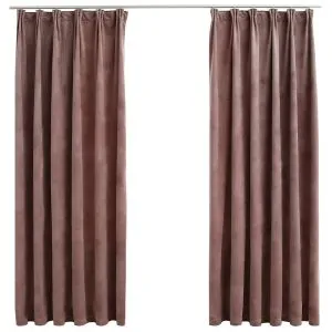 Draperii opace 2 buc. roz antichizat 140×175 cm catifea cârlige