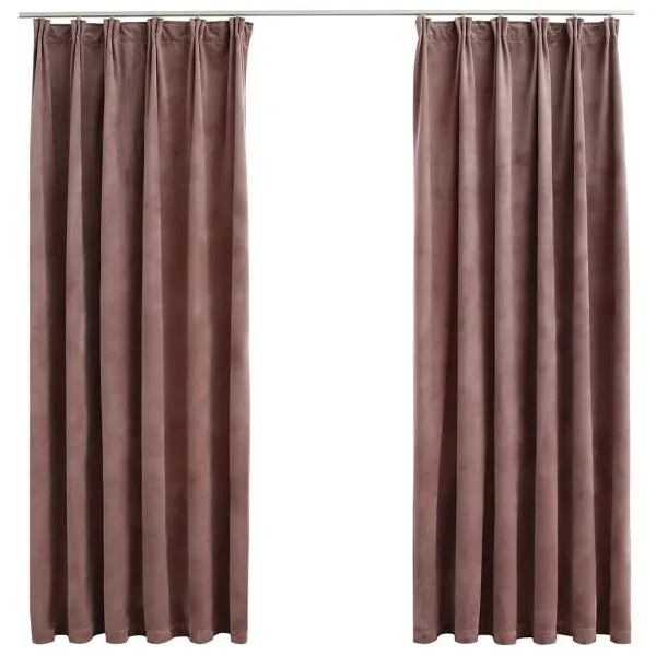 Draperii opace 2 buc. roz antichizat 140×175 cm catifea cârlige